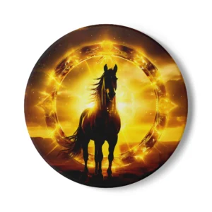 Horse Solar Plexus Chakra Energy Coasters - Horse-Themed Coasters with Yellow Chakra Color, Spiritual Home Decor, Gift for Horse Lovers