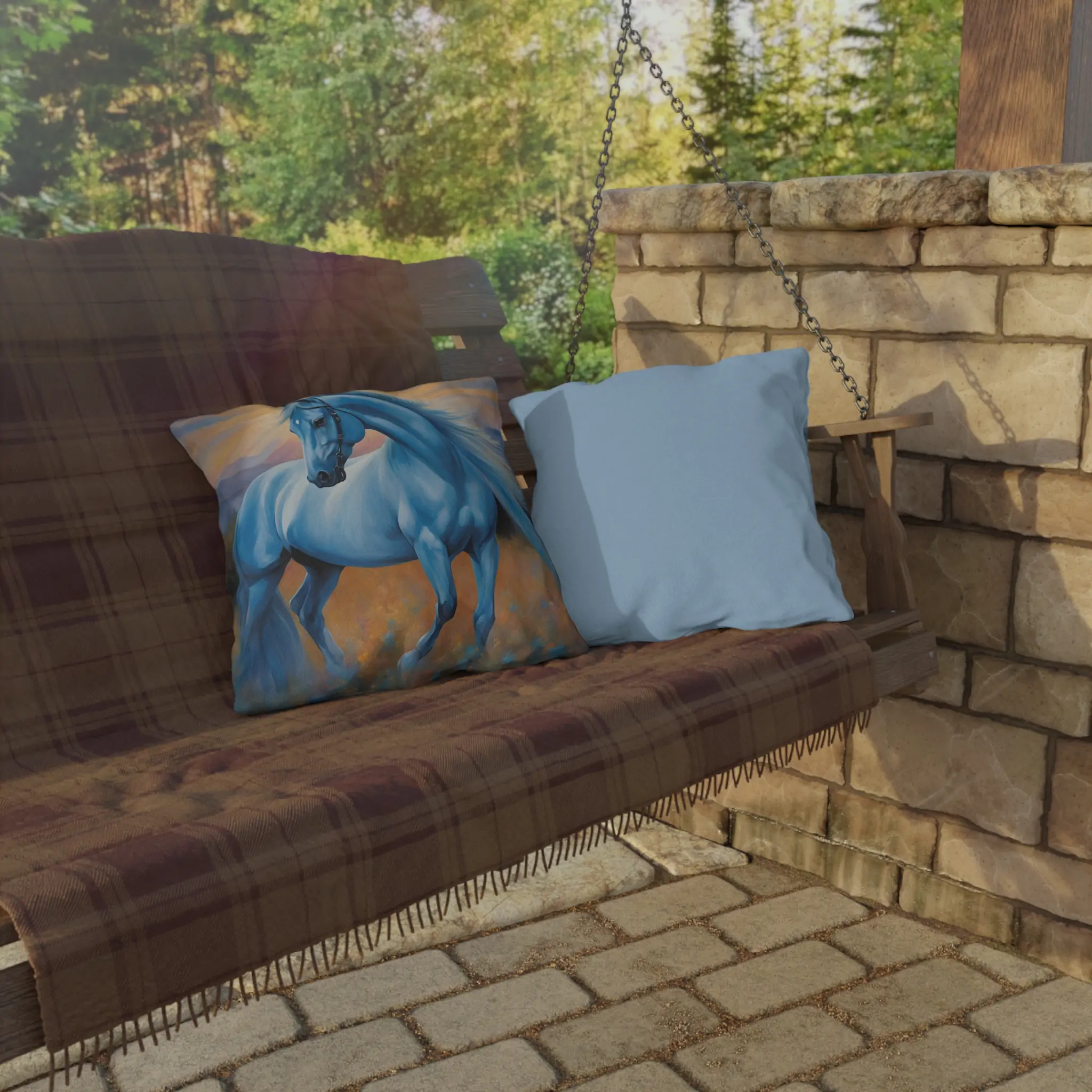 Horse Themed Outdoor Pillow - Equestrian Decor, Horse Lover Gift, Patio Cushion, Farmhouse Pillow, Animal Pillow - Image 8