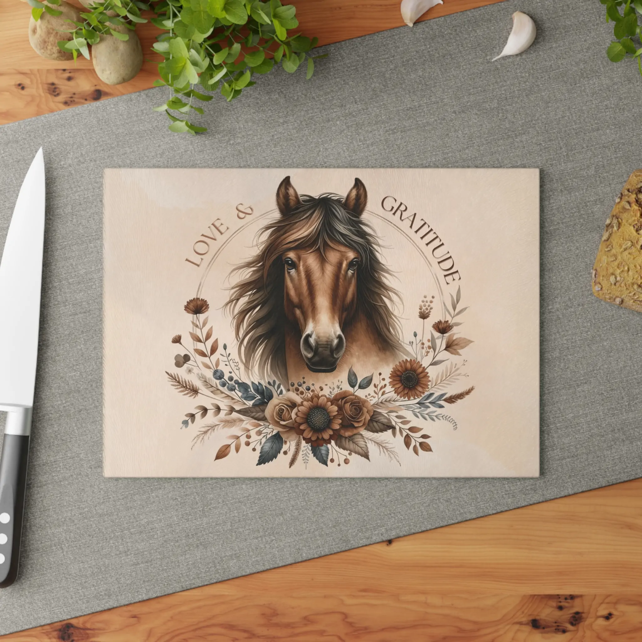 Bay Horse Love and Gratitude Tempered Glass Cutting Board, Inspiring Kitchen Art - Image 4