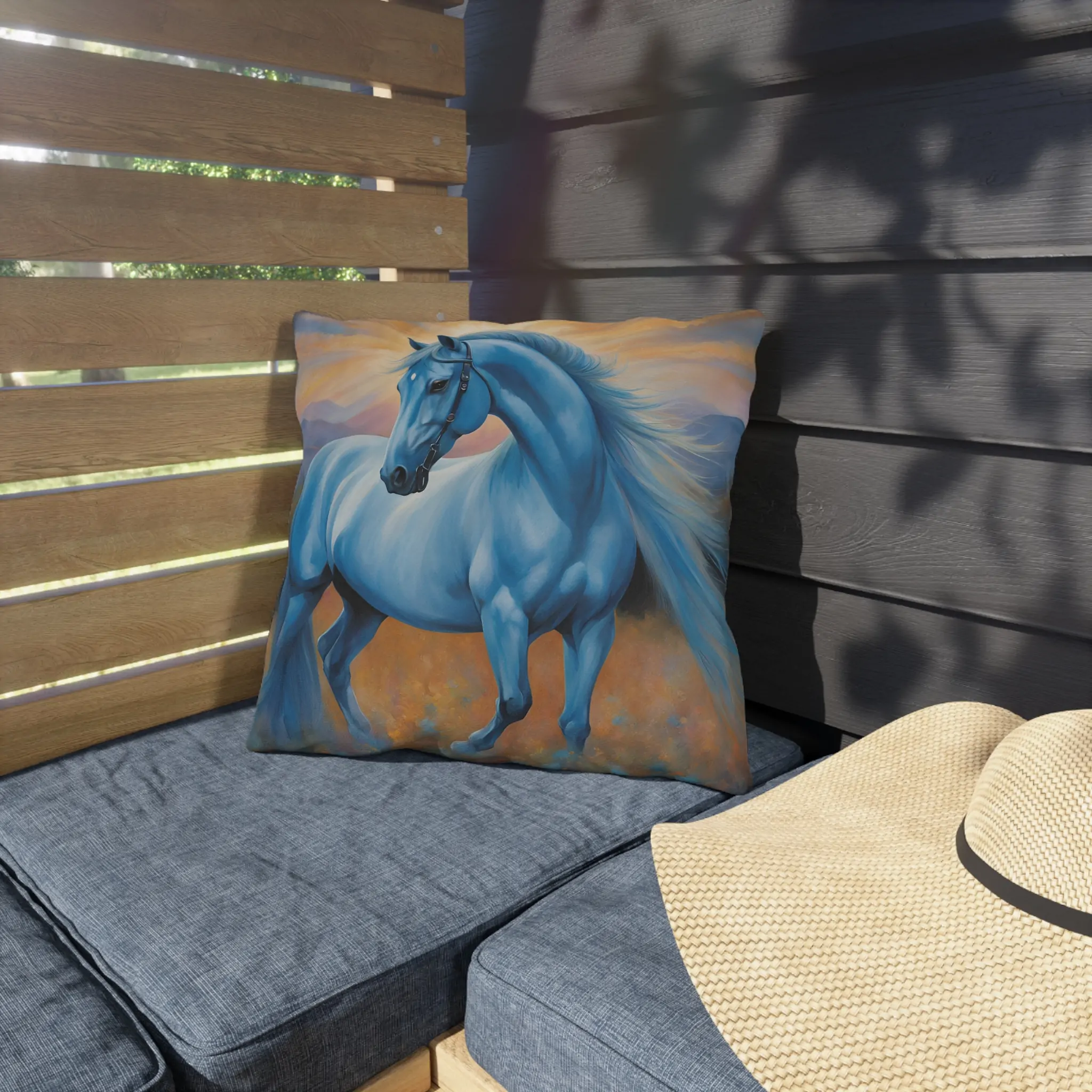 Horse Themed Outdoor Pillow - Equestrian Decor, Horse Lover Gift, Patio Cushion, Farmhouse Pillow, Animal Pillow - Image 3