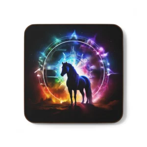 Horse Chakra Energy Coasters - Horse-Themed Coasters with Rainbow Chakra Colors, Spiritual Home Decor, Gift for Horse Lovers