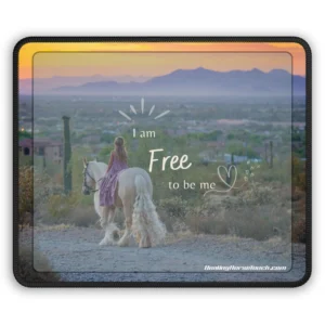 Horse Lover Affirmation Mouse Pad, Gaming Mat for Computer, Desk Decor, I Am Free to Be Me, Inspirational Quote, Non-Slip Mousepad