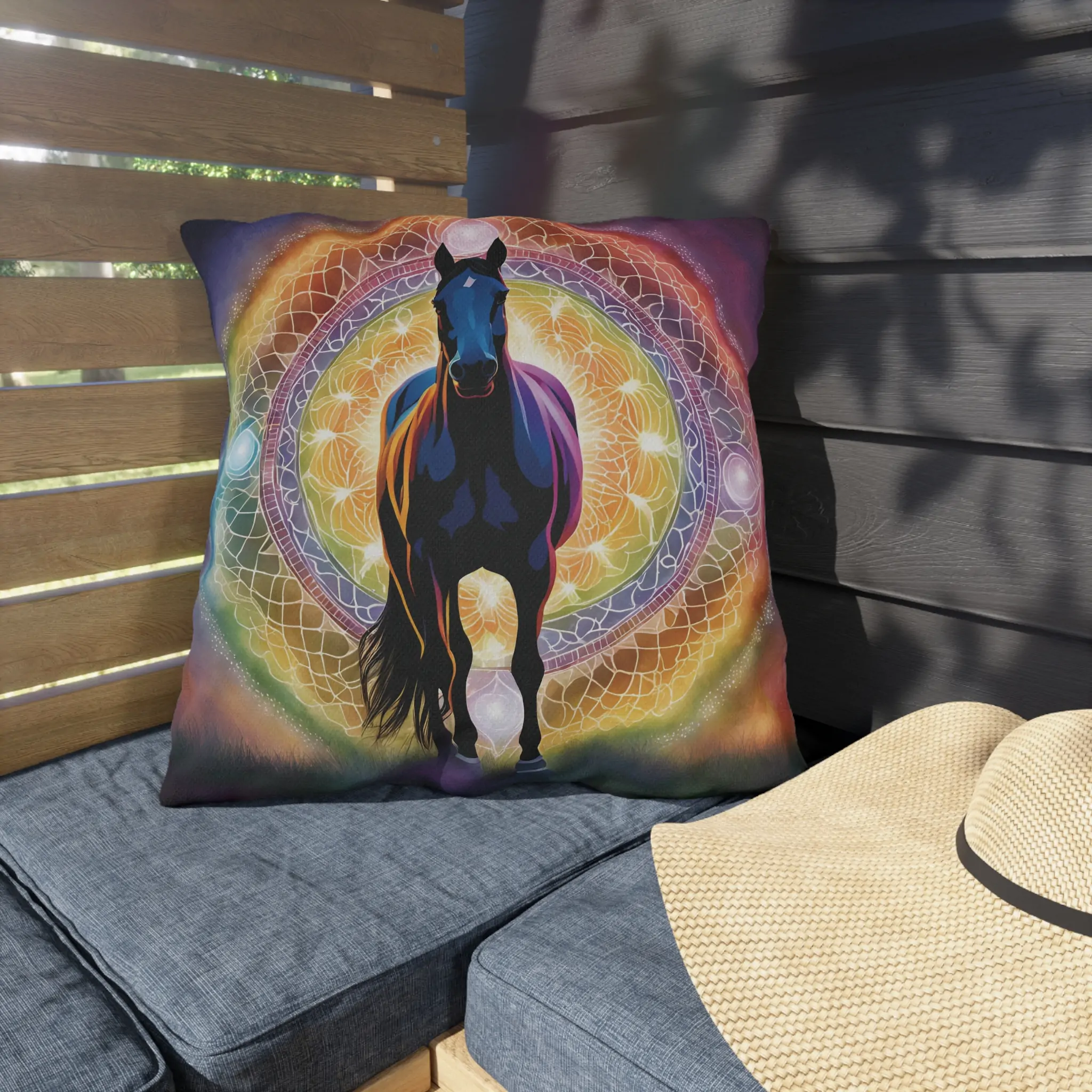 Horse Themed Purple Rainbow Outdoor Pillow - Equestrian Decor, Horse Lover Gift, Patio Cushion, Farmhouse Pillow, Animal Pillow - Image 11