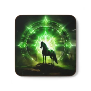 Horse Heart Chakra Energy Coasters - Horse-Themed Coasters with Green Chakra Color, Spiritual Home Decor, Gift for Horse Lovers