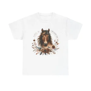Bay Horse Love and Gratitude Cotton Shirt, Equestrian Autumn-Inspired Comfort, Unisex Tee,  Equestrian Lover Gift, Horse Quote Shirt