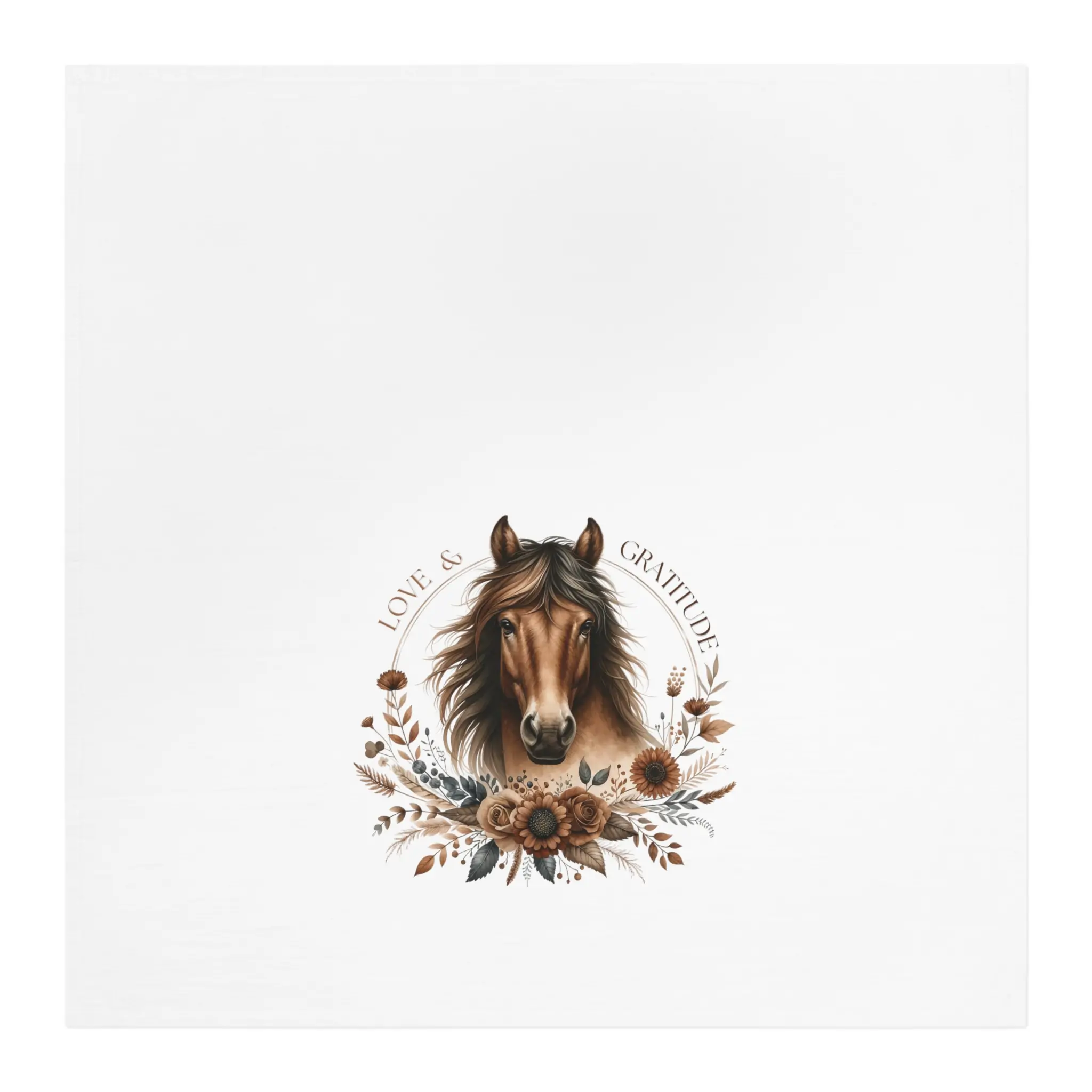 Bay Horse Love and Gratitude Tea Towel, Equestrian Kitchen Accent, cotton 28 x 28