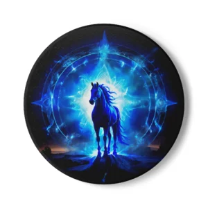 Horse Throat Chakra Energy Coasters - Horse-Themed Coasters with Light Blue Chakra Color, Spiritual Home Decor, Gift for Horse Lovers