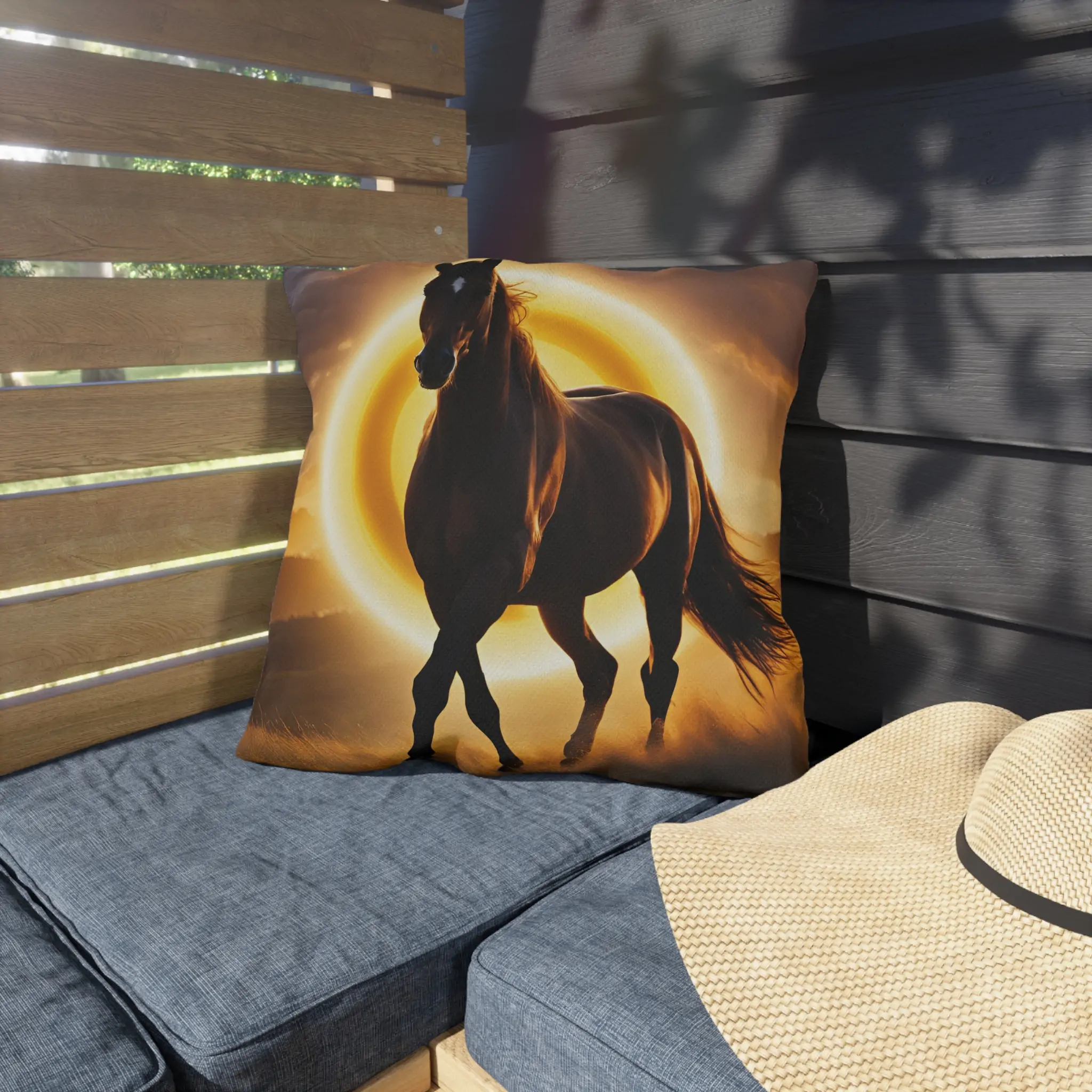 Horse Themed Yellow Outdoor Pillow - Equestrian Decor, Horse Lover Gift, Patio Cushion, Farmhouse Pillow, Animal Pillow - Image 7