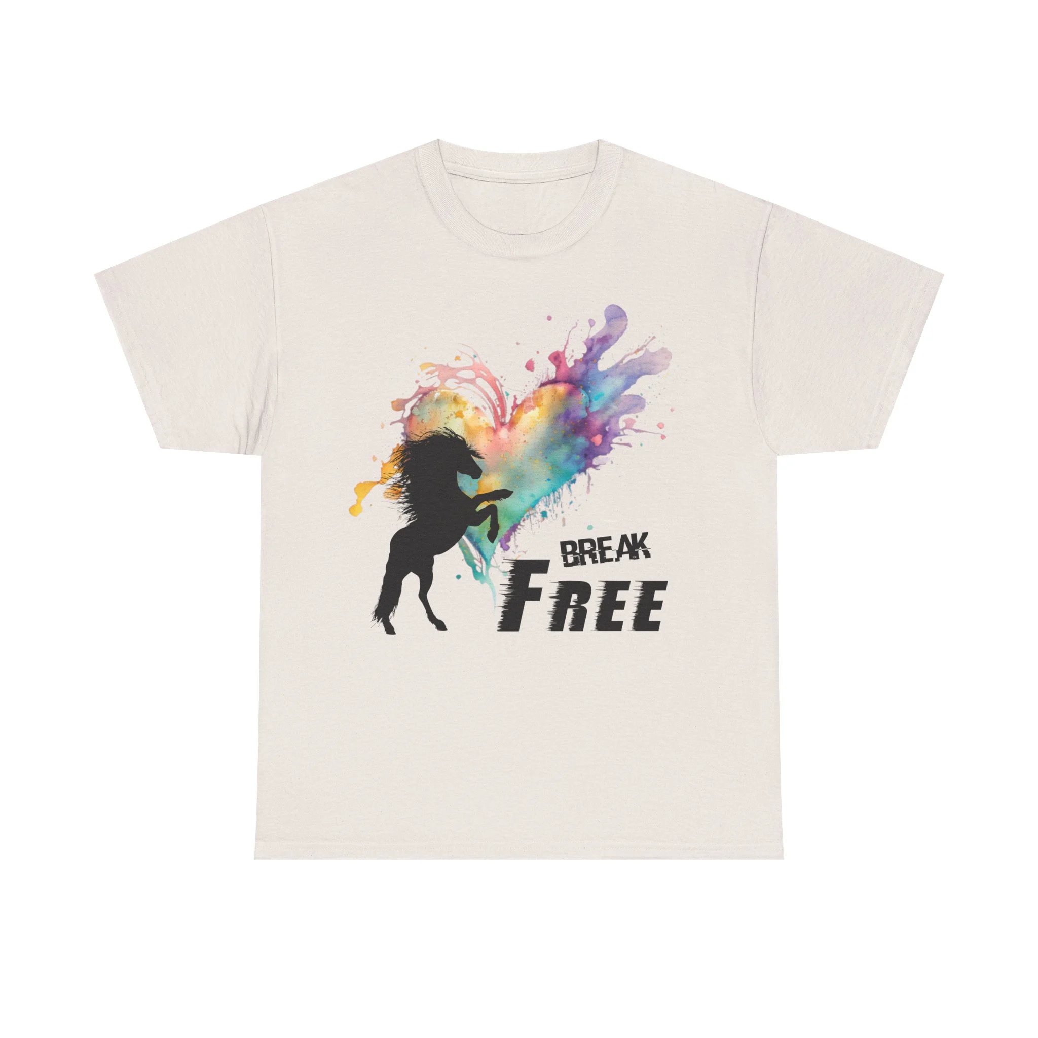 Break Free Rainbow Heart Horse Lover T-shirt - Image 13