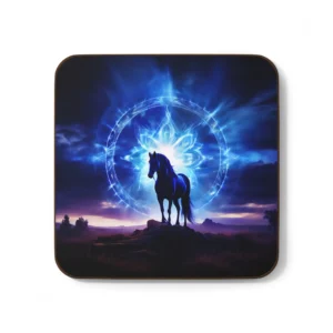 Horse Third Eye Chakra Energy Coasters - Horse-Themed Coasters with Indigo Chakra Color, Spiritual Home Decor, Gift for Horse Lovers