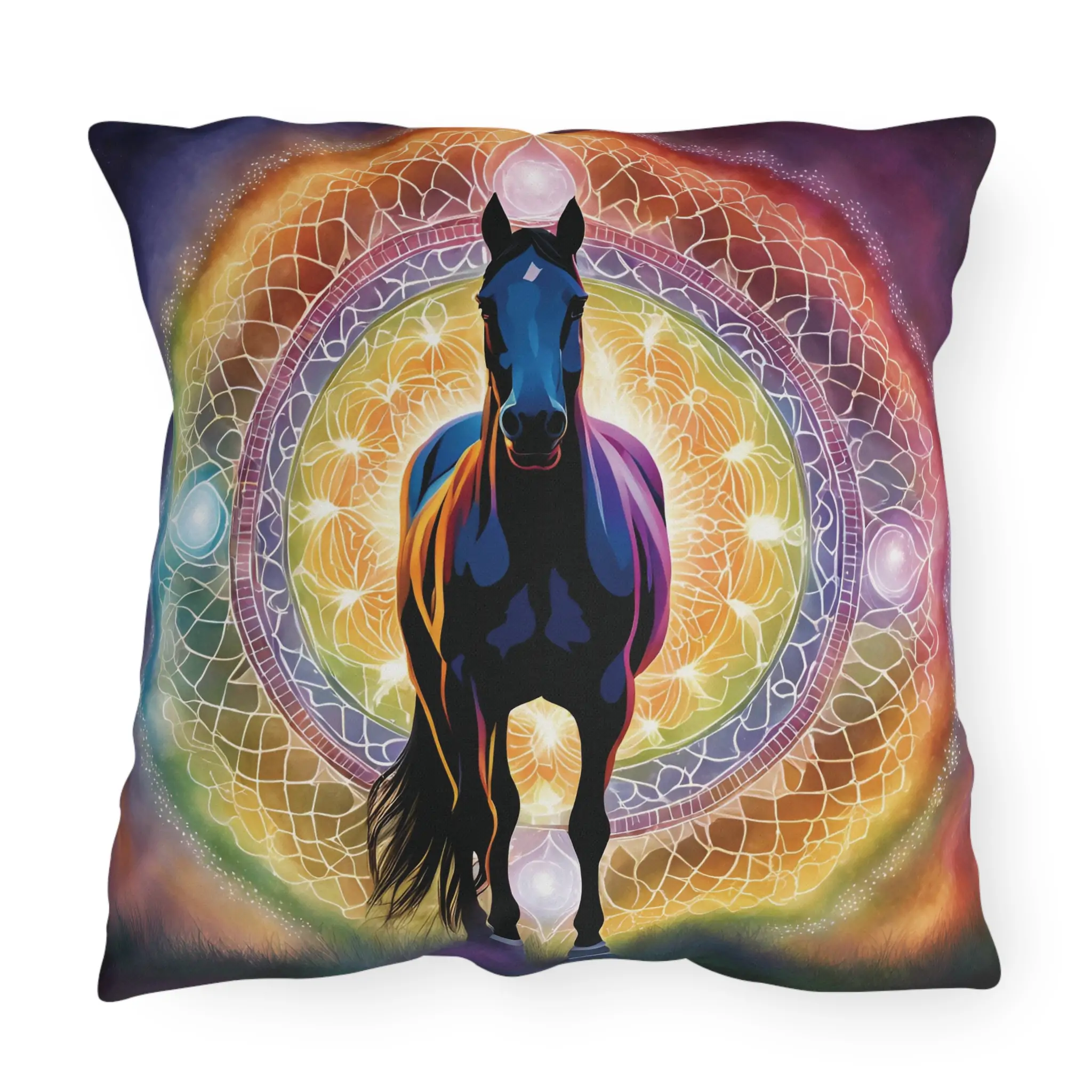 Horse Themed Purple Rainbow Outdoor Pillow - Equestrian Decor, Horse Lover Gift, Patio Cushion, Farmhouse Pillow, Animal Pillow - Image 9