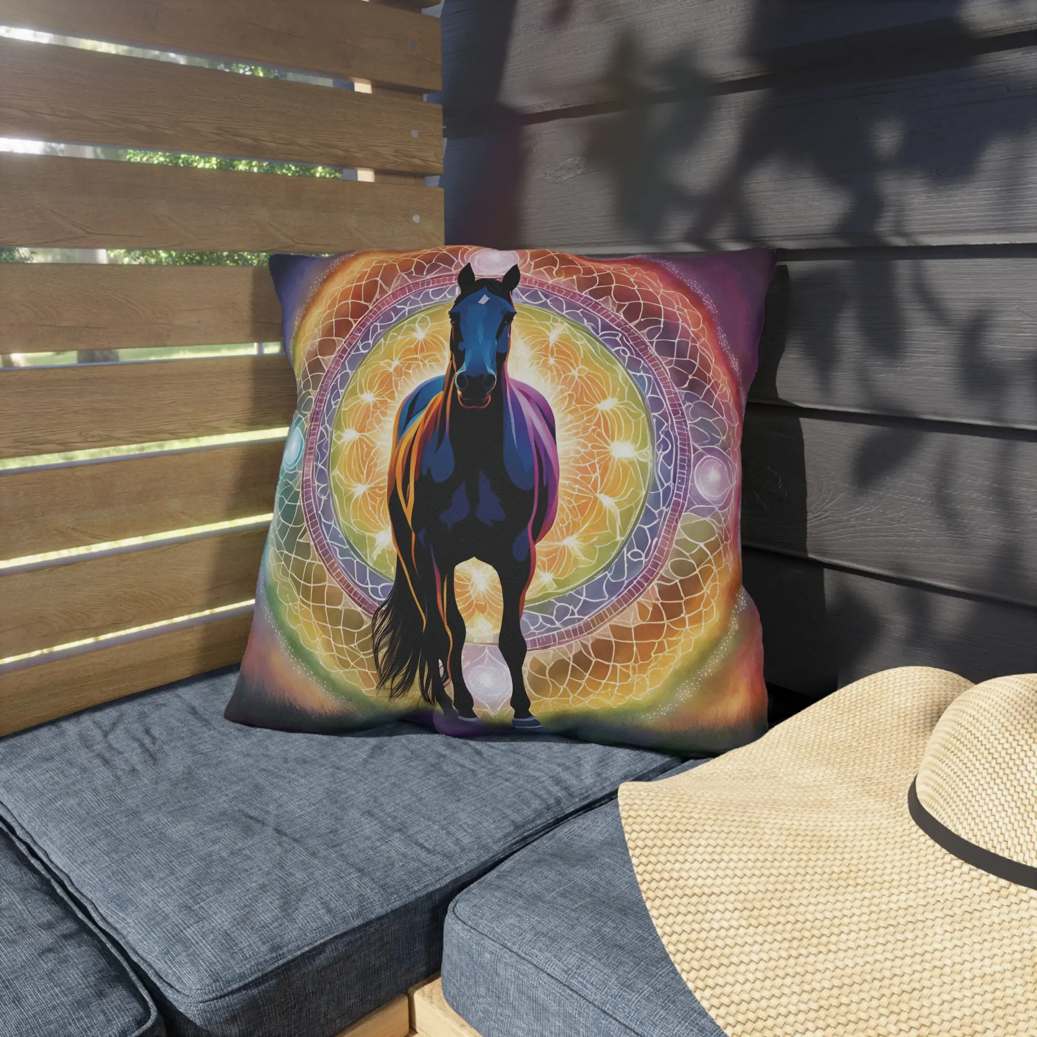 Horse Themed Purple Rainbow Outdoor Pillow - Equestrian Decor, Horse Lover Gift, Patio Cushion, Farmhouse Pillow, Animal Pillow - Image 7