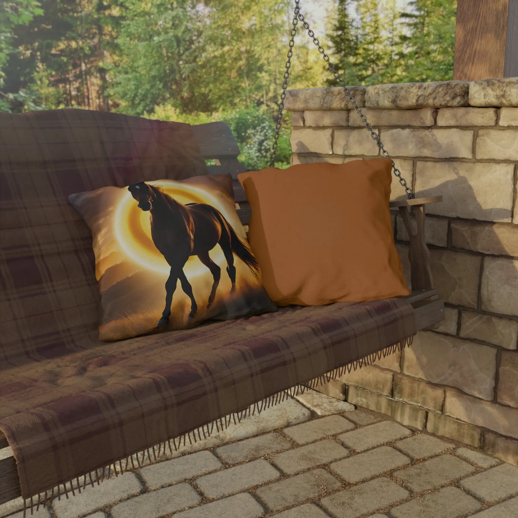 Horse Themed Yellow Outdoor Pillow - Equestrian Decor, Horse Lover Gift, Patio Cushion, Farmhouse Pillow, Animal Pillow - Image 12