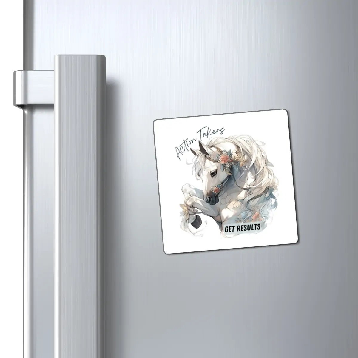 Horse Quote Magnet - Action Takers Get Results, Inspirational Horse-Themed Magnets, Equine Wisdom, Gift for Horse Lovers - Image 2
