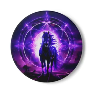 Horse Crown Chakra Energy Coasters - Horse-Themed Coasters with Violet Purple Chakra Color, Spiritual Home Decor, Gift for Horse Lovers