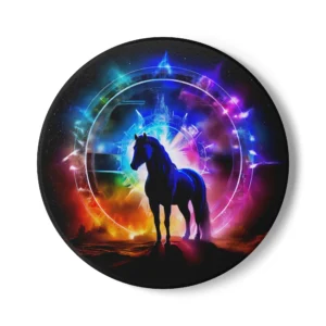 Horse Chakra Energy Coasters - Horse-Themed Ceramic Coaster with Rainbow Chakra Colors, Spiritual Home Decor, Gift for Horse Lovers
