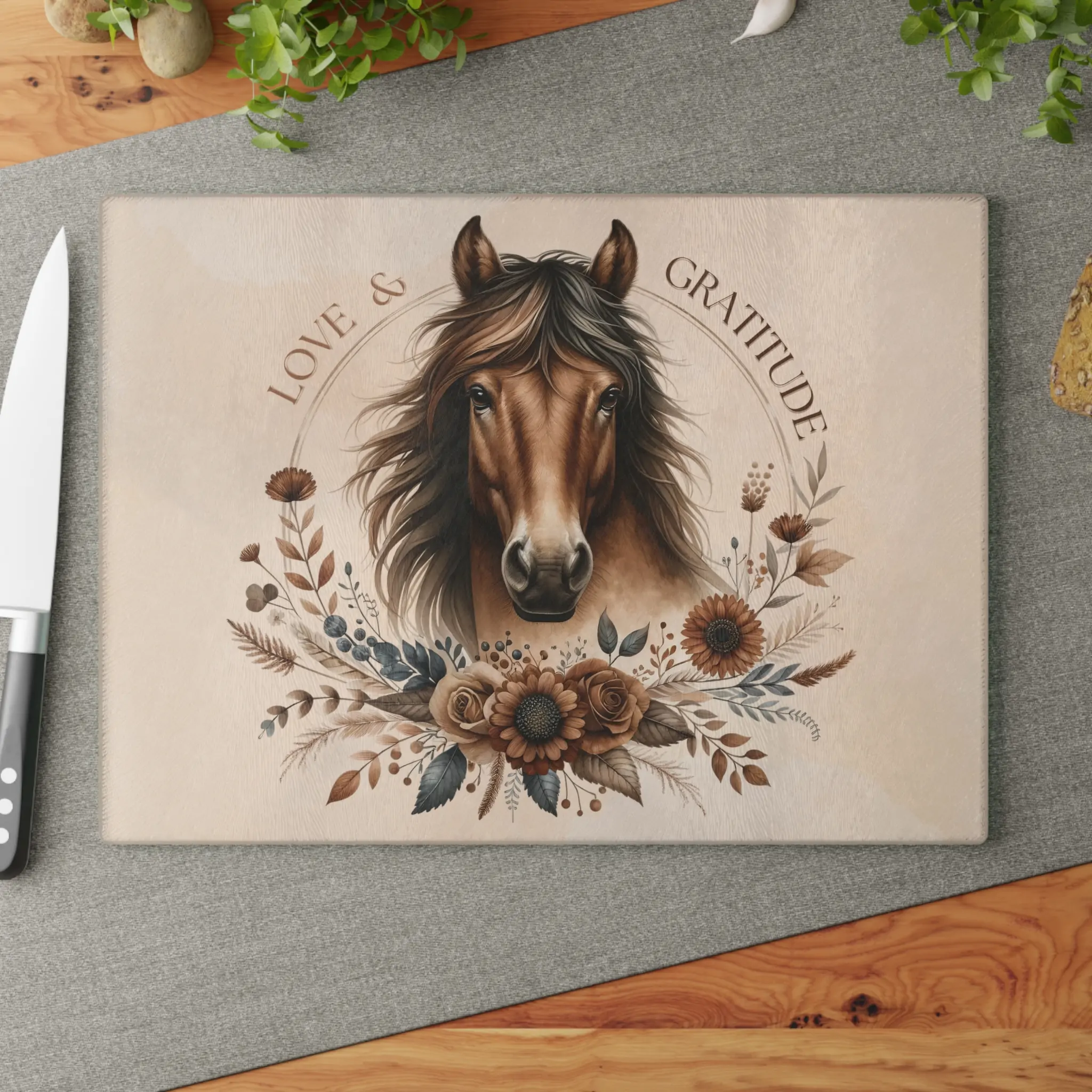 Bay Horse Love and Gratitude Tempered Glass Cutting Board, Inspiring Kitchen Art - Image 8