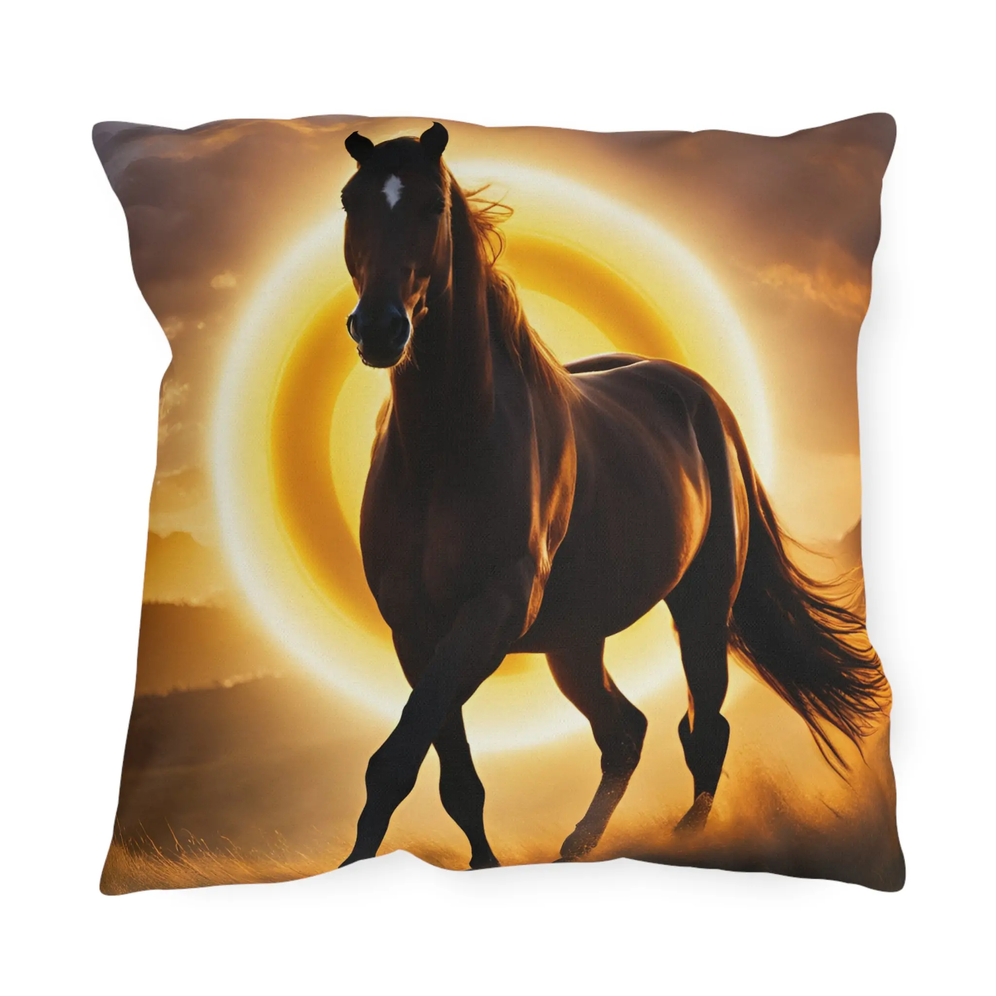 Horse Themed Yellow Outdoor Pillow - Equestrian Decor, Horse Lover Gift, Patio Cushion, Farmhouse Pillow, Animal Pillow - Image 5