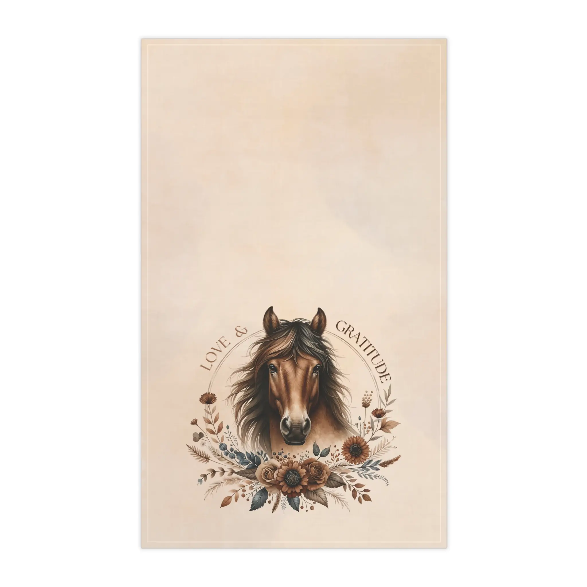 Bay Horse Love and Gratitude Tea Towel, Equestrian Kitchen Accent, cotton poly blend 18 x 30 - Image 2