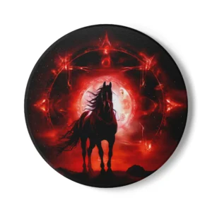 Horse Root Chakra Energy Coasters - Horse-Themed Coasters with Red Chakra Color, Spiritual Home Decor, Gift for Horse Lovers