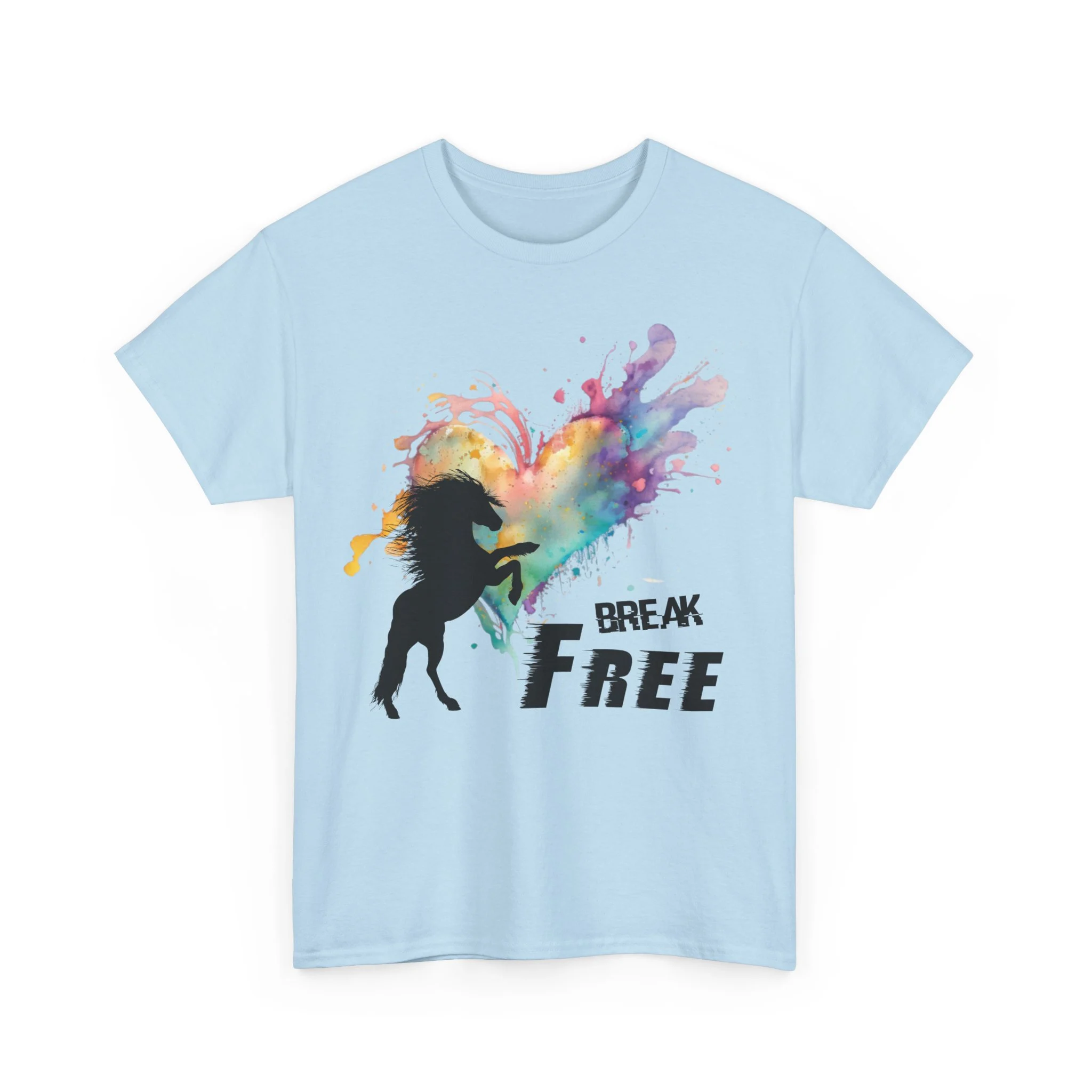 Break Free Rainbow Heart Horse Lover T-shirt - Image 35