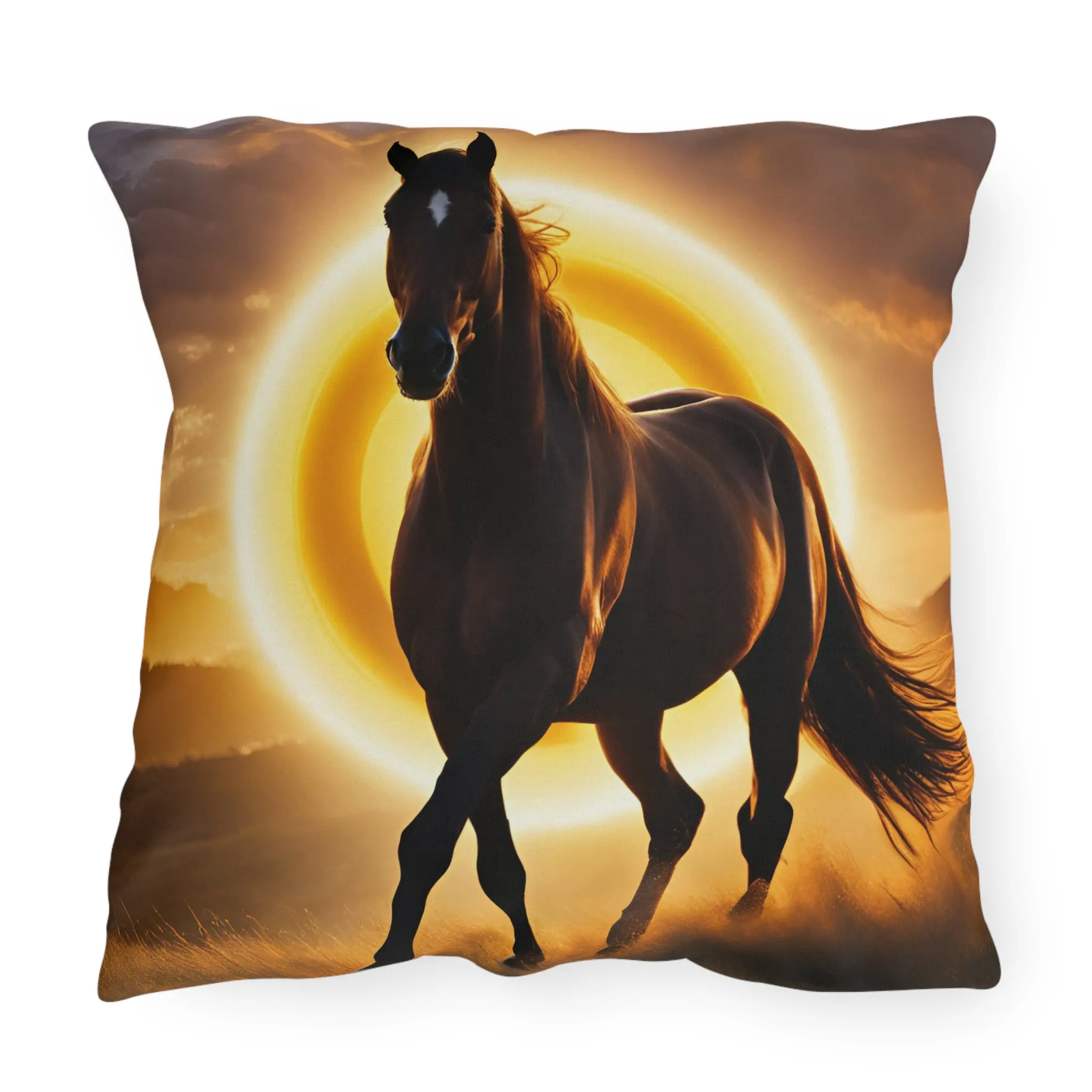 Horse Themed Yellow Outdoor Pillow - Equestrian Decor, Horse Lover Gift, Patio Cushion, Farmhouse Pillow, Animal Pillow - Image 9