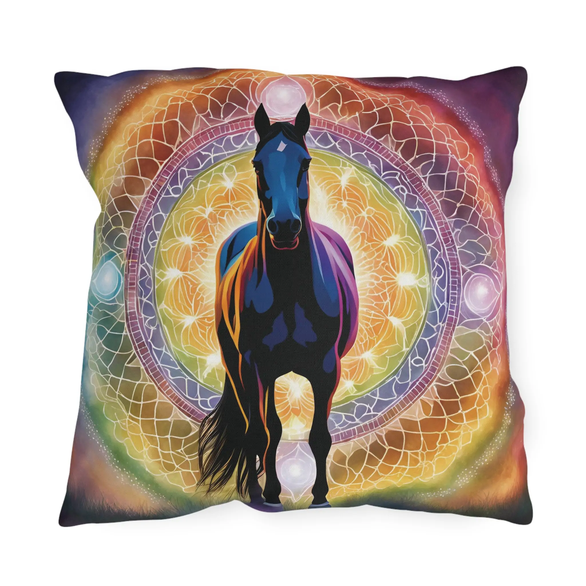 Horse Themed Purple Rainbow Outdoor Pillow - Equestrian Decor, Horse Lover Gift, Patio Cushion, Farmhouse Pillow, Animal Pillow - Image 5