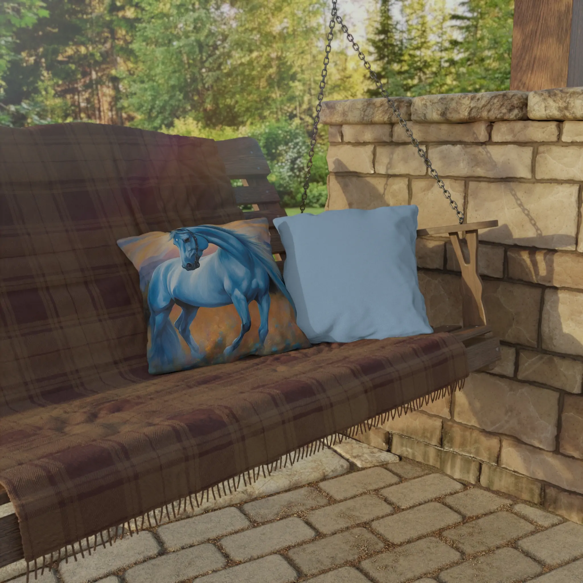 Horse Themed Outdoor Pillow - Equestrian Decor, Horse Lover Gift, Patio Cushion, Farmhouse Pillow, Animal Pillow - Image 4