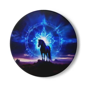 Horse Third Eye Chakra Energy Coasters - Horse-Themed Coasters with Indigo Chakra Color, Blue Spiritual Home Decor, Gift for Horse Lovers