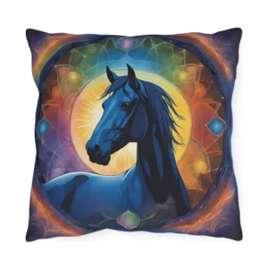 Horse Themed Purple Rainbow Outdoor Pillow - Equestrian Decor, Horse Lover Gift, Patio Cushion, Farmhouse Pillow, Animal Pillow