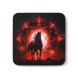 Horse Root Chakra Energy Coasters - Horse-Themed Coasters with Red Chakra Color, Spiritual Home Decor, Gift for Horse Lovers