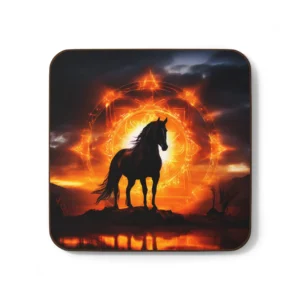 Horse Sacral Chakra Energy Coasters - Horse-Themed Coasters with Orange Chakra Color, Spiritual Home Decor, Gift for Horse Lovers