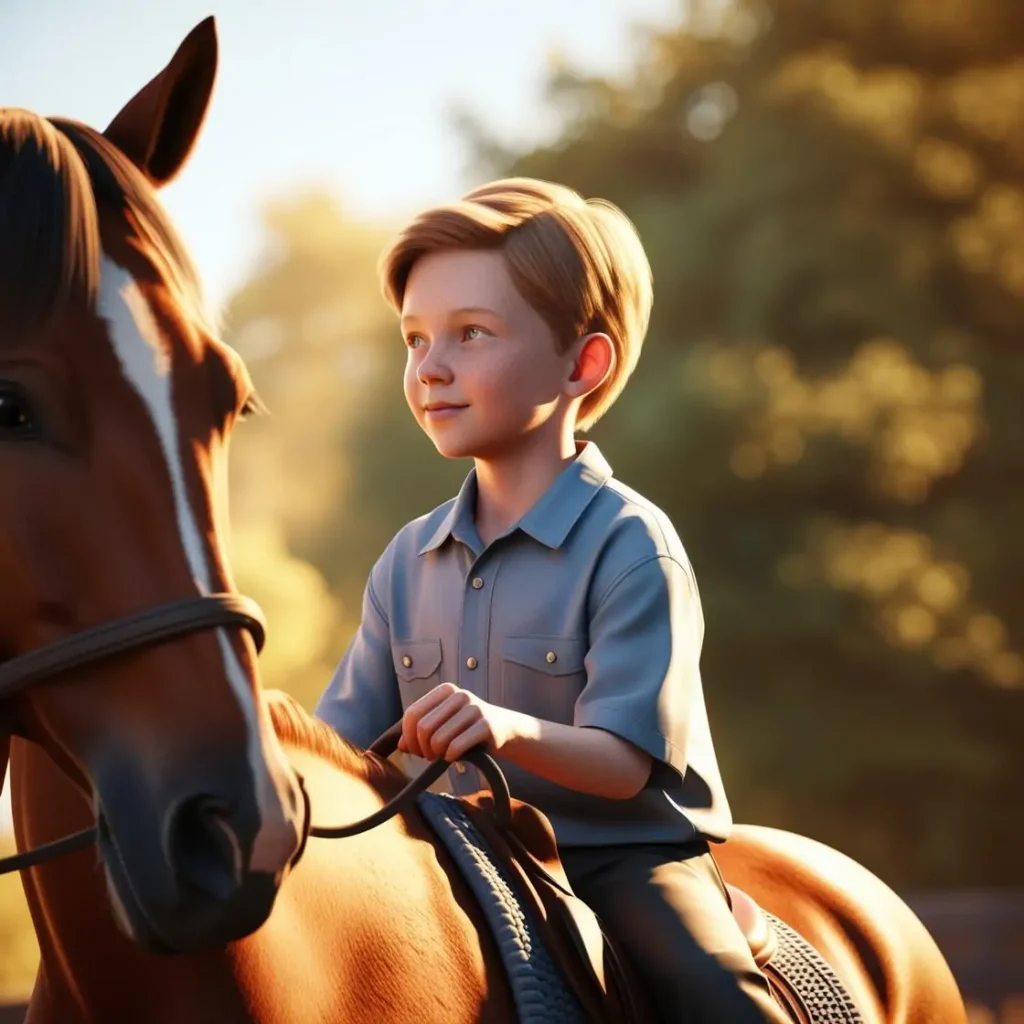 Autistic child riding a horse